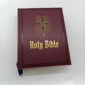 Heirloom Family Bible King James Version KJV Burgundy Faux Leather Gold Cross